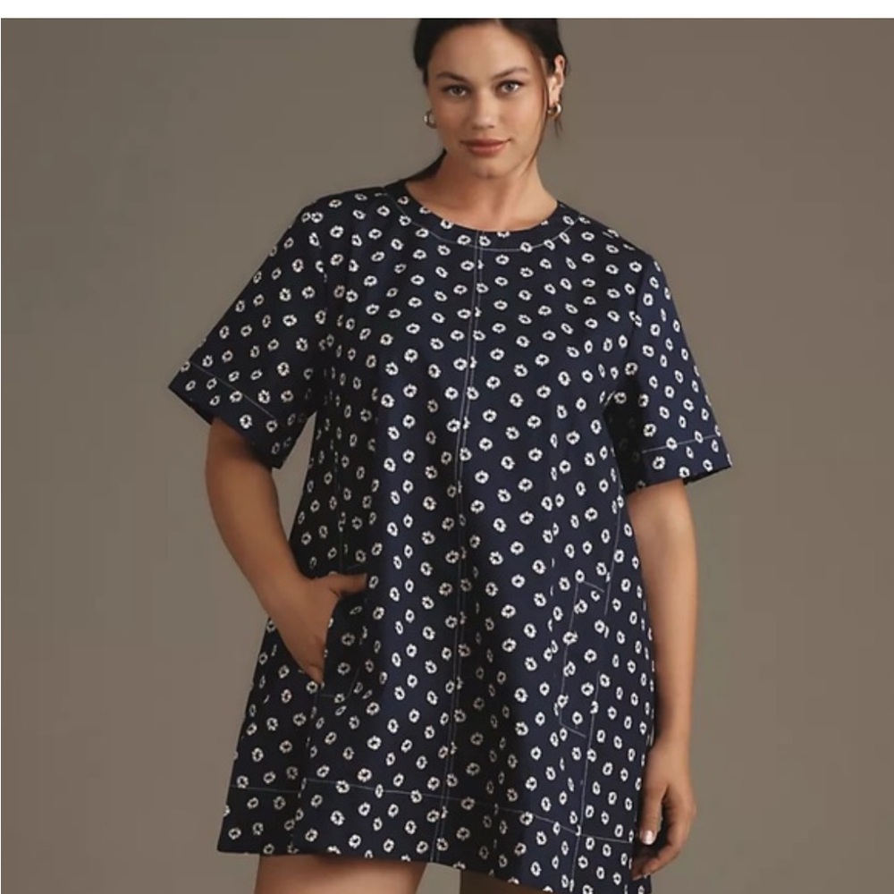 Anthropologie The Emmy Short-Sleeve Swing Mini Dress by Maeve